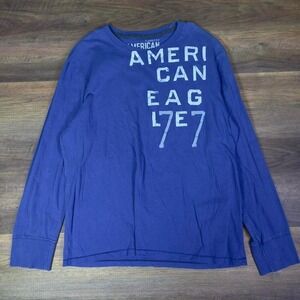 American Eagle Outfitters 1977 Long Sleeve Shirt Mens L Blue Y2K Vintage